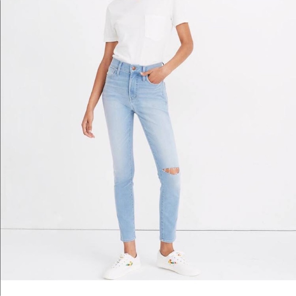 Madewell High-Rise Roadtripper Jeggings in Ashburn Wash: Knee-Slit Edition T37